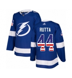 Men's Tampa Bay Lightning #44 Jan Rutta Authentic Blue USA Flag Fashion Hockey Jersey
