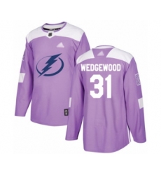 Youth Tampa Bay Lightning #31 Scott Wedgewood Authentic Purple Fights Cancer Practice Hockey Jersey