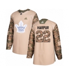 Men's Toronto Maple Leafs #22 Ben Harpur Authentic Camo Veterans Day Practice Hockey Jersey