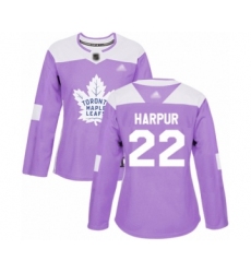 Women's Toronto Maple Leafs #22 Ben Harpur Authentic Purple Fights Cancer Practice Hockey Jersey