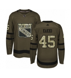 Men's New York Rangers #45 Kaapo Kakko Authentic Green Salute to Service Hockey Jersey