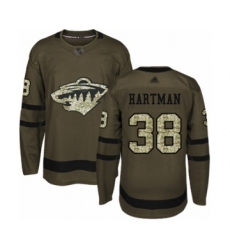 Youth Minnesota Wild #38 Ryan Hartman Authentic Green Salute to Service Hockey Jersey