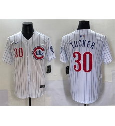 Men's Chicago Cubs #30 Kyle Tucker White Pinstripe 2nd Alternate Limited Stitched Baseball Jersey