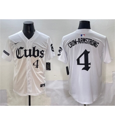 Men's Chicago Cubs #4 Pete Crow-Armstrong White 'Gothic North Side Edition' Vapor Premier Limited Stitched Baseball Jersey