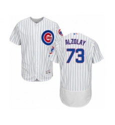 Men's Chicago Cubs #73 Adbert Alzolay White Home Flex Base Authentic Collection Baseball Player Jersey
