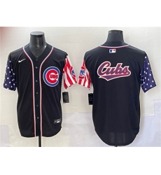 Men's Chicago Cubs Team Big Logo Black 2025 Independence Day Vapor Premier Limited Stitched Baseball Jersey