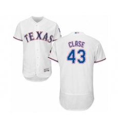 Men's Texas Rangers #43 Emmanuel Clase White Home Flex Base Authentic Collection Baseball Player Jersey