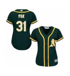 Women's Oakland Athletics #31 A.J. Puk Authentic Green Alternate 1 Cool Base Baseball Player Jersey