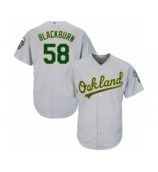 Youth Oakland Athletics #58 Paul Blackburn Authentic Grey Road Cool Base Baseball Player Jersey