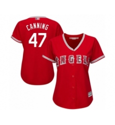 Women's Los Angeles Angels of Anaheim #47 Griffin Canning Authentic Red Alternate Cool Base Baseball Player Jersey