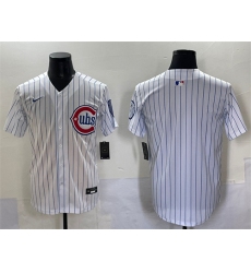 Men's Chicago Cubs Blank White Pinstripe 2nd Alternate Limited Stitched Baseball Jersey