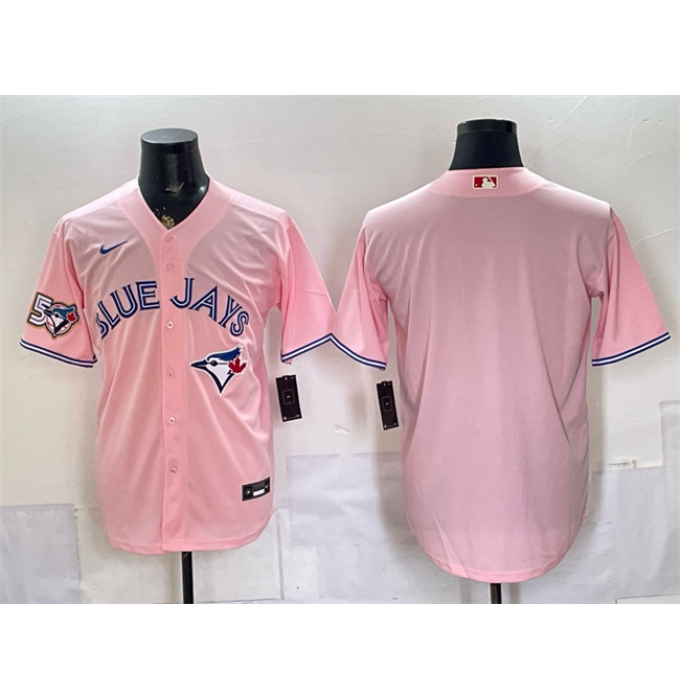 Men's Toronto Blue Jays Blank Pink 50 Seasons Stitched Baseball Jersey