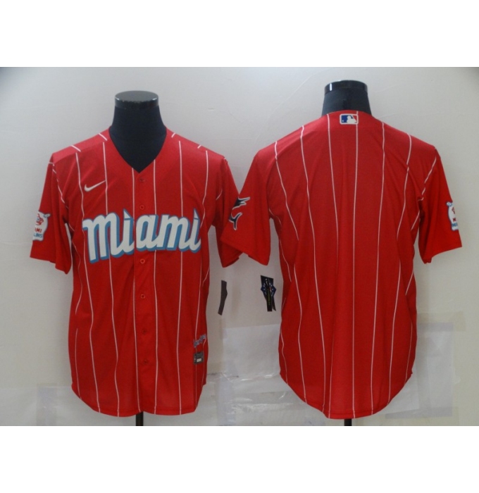 Men's Miami Marlins Blank Nike Red 2021 City Connect Replica Player Jersey