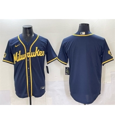 Men's Milwaukee Brewers Blank Navy 2025 With Stitched Baseball Jersey