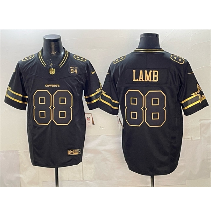 Men's Dallas Cowboys #88 CeeDee Lamb Black Gold 2025 F.U.S.E. 94 Marshawn Kneeland Memorial Vapor Limited Stitched Football Jersey