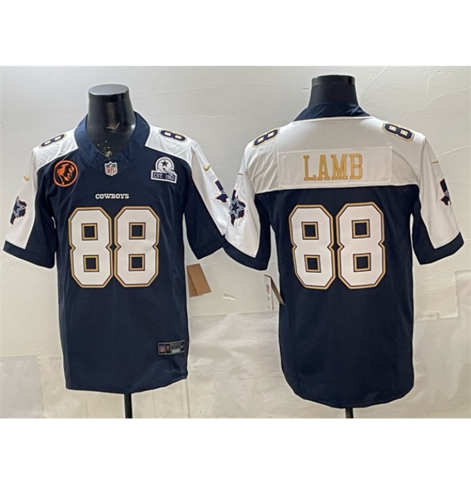 Men's Dallas Cowboys #88 CeeDee Lamb Navy F.U.S.E. With John Madden & Established In 1960 Thanksgiving Vapor Limited Stitched Football Jersey