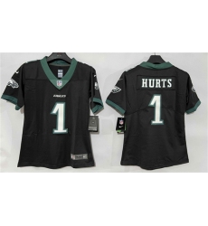 Women's Philadelphia Eagles #1 Jalen Hurts Black New Vapor Untouchable Limited Football Stitched Jersey(Run Small)