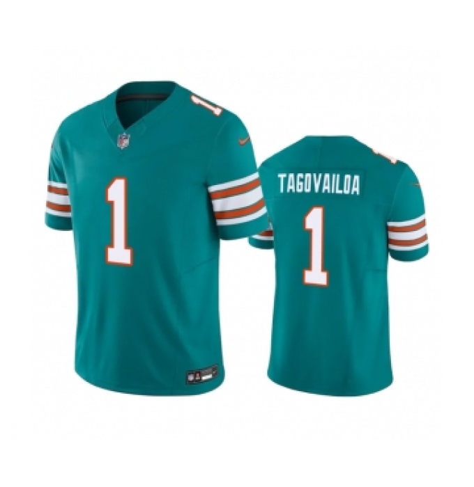 Men's Miami Dolphins #1 Tua Tagovailoa Aqua 2023 F.U.S.E Vapor Limited Stitched Football Jersey