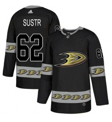 Men's Adidas Anaheim Ducks #62 Andrej Sustr Premier Black Team Logo Fashion NHL Jersey