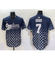 Men's Dallas Cowboys #7 Trevon Diggs Navy Limited Stitched Baseball Jersey