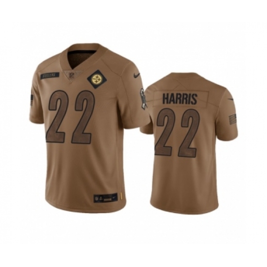Men's Nike Pittsburgh Steelers #22 Najee Harris 2023 Brown Salute To Service Limited Football Stitched Jersey Men's Nike Pittsburgh Steelers #22 Najee Harris 2023 Brown Salute To Service Limited Football Stitched Jersey