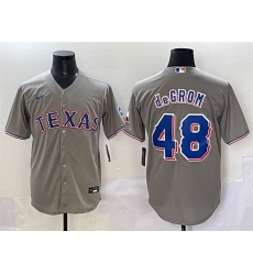 Men's Texas Rangers #48 Jacob deGrom Gray With Cool Base Stitched Baseball Jersey