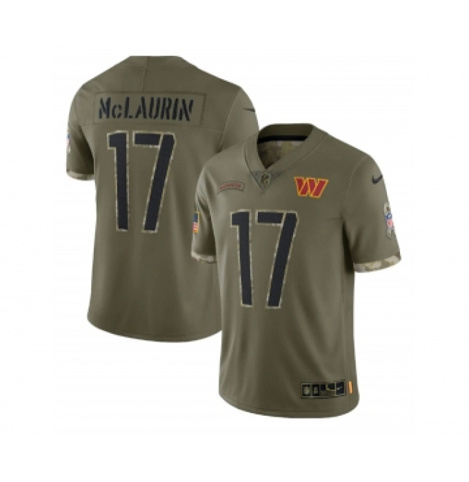 Men's Washington Commanders #17 Terry McLaurin 2022 Olive Salute To Service Limited Stitched Jersey