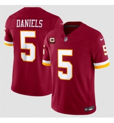 Men's Washington Commanders #5 Jayden Daniels Burgundy With 2-Star C F.U.S.E. Vapor Limited Football Stitched Jersey