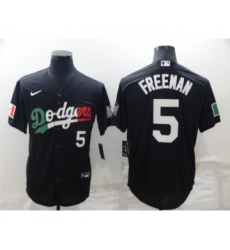 Men's Los Angeles Dodgers #5 Freddie Freeman Black Mexico 2020 World Series Cool Base Nike Jersey