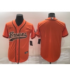 Men's Cleveland Browns Blank Orange Stitched MLB Cool Base Nike Baseball Jersey