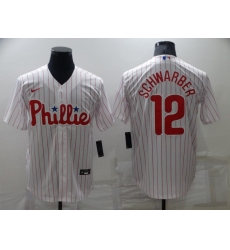 Men's Philadelphia Phillies #12 Kyle Schwarber Nike White Replica Player Jersey