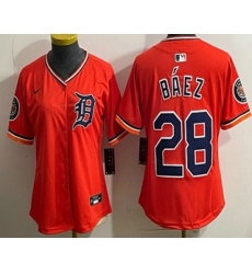 Women's Detroit Tigers #28 Javier Baez Orange Limited Jersey
