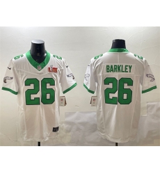 Men's Philadelphia Eagles #26 Saquon Barkley White 2025 Super Bowl LIX F.U.S.E. Vapor Untouchable Limited Stitched Football Jersey