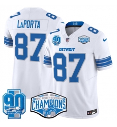 Men's Detroit Lions #97 Aidan Hutchinson Blue 2024 NFC North Champions 90th Anniversary F.U.S.E. Vapor Limited Stitched Jersey