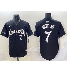 Men's Kansas City Royals #7 Bobby Witt Jr. Black 'Gothic Crown Edition' Vapor Premier Limited Stitched Baseball Jersey