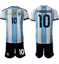 Men's Argentina #10 MARADONA National Team FIFA x World Cup 2026 Home White On Field Jersey