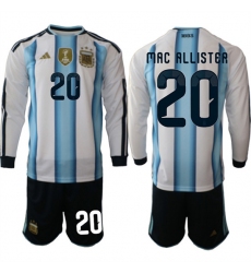 Men's Argentina #20 MAC ALLISTER Long Sleeve National Team FIFA x World Cup 2026 Home White On Field Jersey