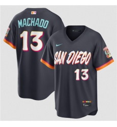 Men's San Diego Padres #13 Manny Machado Obsidian 2026 City Connect Stadium Limited Stitched Baseball Jersey