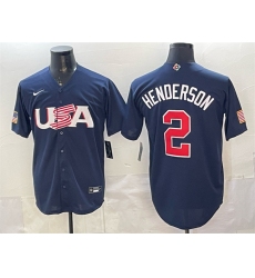 Men's USA Baseball #2 Gunnar Henderson Navy World Baseball Classic Stitched Jersey