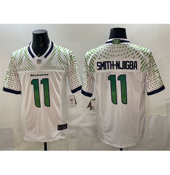 Men's Seattle Seahawks #11 Jaxon Smith-Njigba White 2025 F.U.S.E. “Rivalries” Vapor Untouchable Limited Football Stitched Jersey