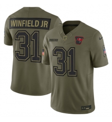 Men's Tampa Bay Buccaneers #31 Antoine Winfield Jr. Olive 2025 Salute to Service Limited Football Stitched Jersey