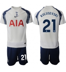 Men's Tottenham Hotspur #21 Dejan Kulusevski 2025-26 White Home Soccer Jersey Suit