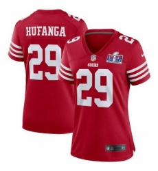 Women's San Francisco 49ers #29 Talanoa Hufanga Red 2023 F U S E With John Madden Vapor Limited Stitched Football 2024 Super Bowl LVIII Jersey