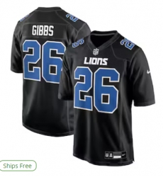 Men's Detroit Lions #26 Jahmyr Gibbs Nike Carbon Black Fashion Jersey Men's Detroit Lions #26 Jahmyr Gibbs Nike Carbon Black Fashion Jersey