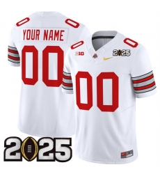 Men's Ohio State Buckeyes Active Player Custom White Gold 2025 CFP Final Patch F.U.S.E. Vapor Limited Stitched Football Jersey