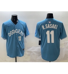 Men's Los Angeles Dodgers #11 Roki Sasaki Light Blue Limited Stitched Baseball Jersey