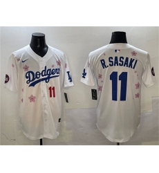 Men's Los Angeles Dodgers #11 Roki Sasaki White 2025 Tokyo Series Limited Stitched Baseball Jersey