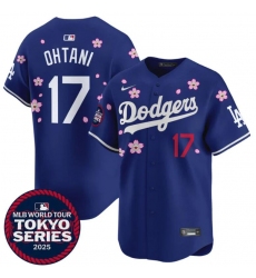Men's Los Angeles Dodgers #17 Shohei Ohtani Royal 2025 Tokyo Series Limited Stitched Baseball Jersey