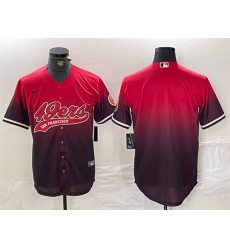 Men's San Francisco 49ers Blank Red Black With Cool Base Stitched Baseball Jersey