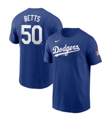 Men's Los Angeles Dodgers #50 Mookie Betts Royal 2025 Tokyo Series Name & Number T-Shirt